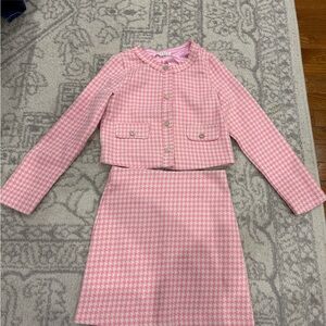 Hannah Banana Pink Houndstooth Dress Set